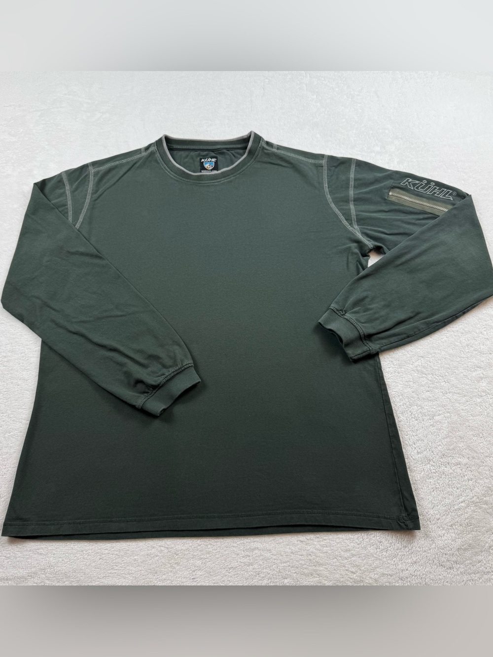 Khul Kommando sweater men’s L green long sleeve zipper pocket organic cotton